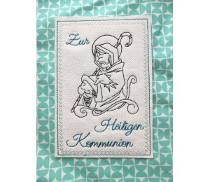 Stickdatei ITH - Postkarte Jesus Schaf Kommunion